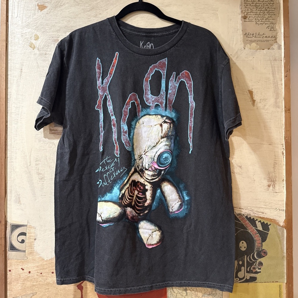 Official KORN T-shirt Unisex Adult S Gray Graphic The Serenity Of Suffering